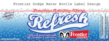 Frontier Dodge Water Bottle label design