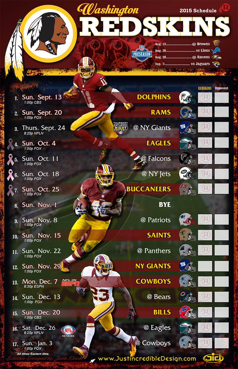 2015 Washington Redskins Schedule
