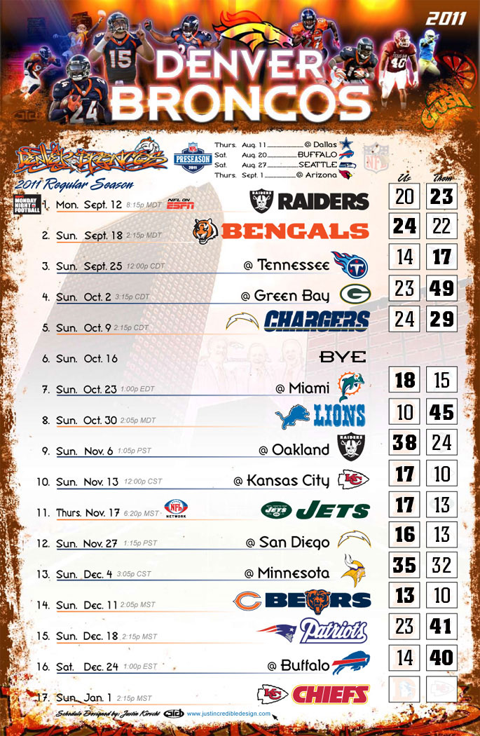 Denver Broncos Schedule Printable Printable World Holiday